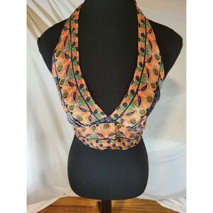 Devi OSFA Floral Paisley Polyester Halter Crop Top